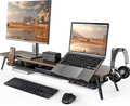 Fenge Dual Monitor Stand with Laptop Holder, Phone Holder, Headset Holder, 2 Levels, Large Multifunctional Computer Screen Stand